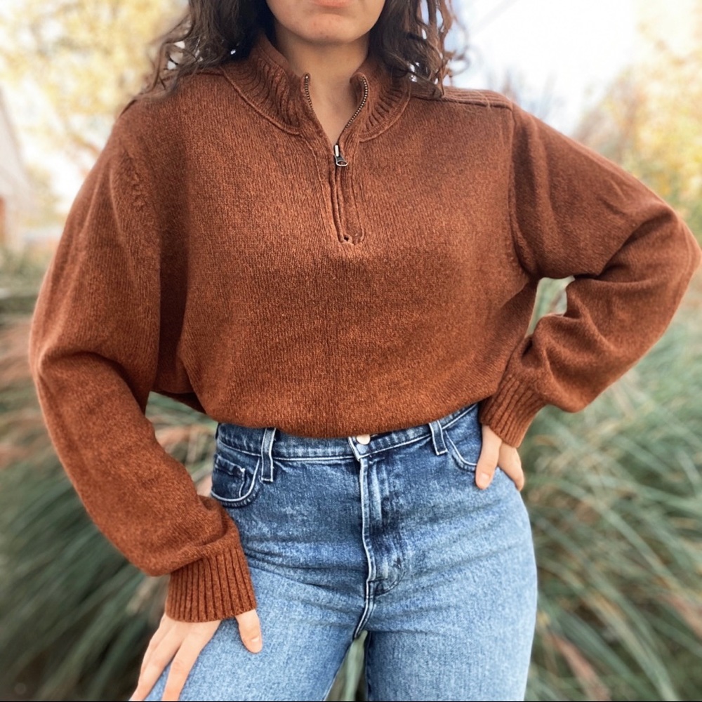Quarter Zip Burnt Orange Pullover Sweater